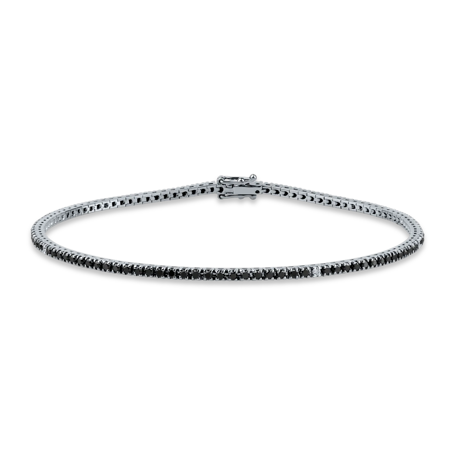 Black gold tennis bracelet with 1.4ct black diamonds and 0.05ct clear diamonds