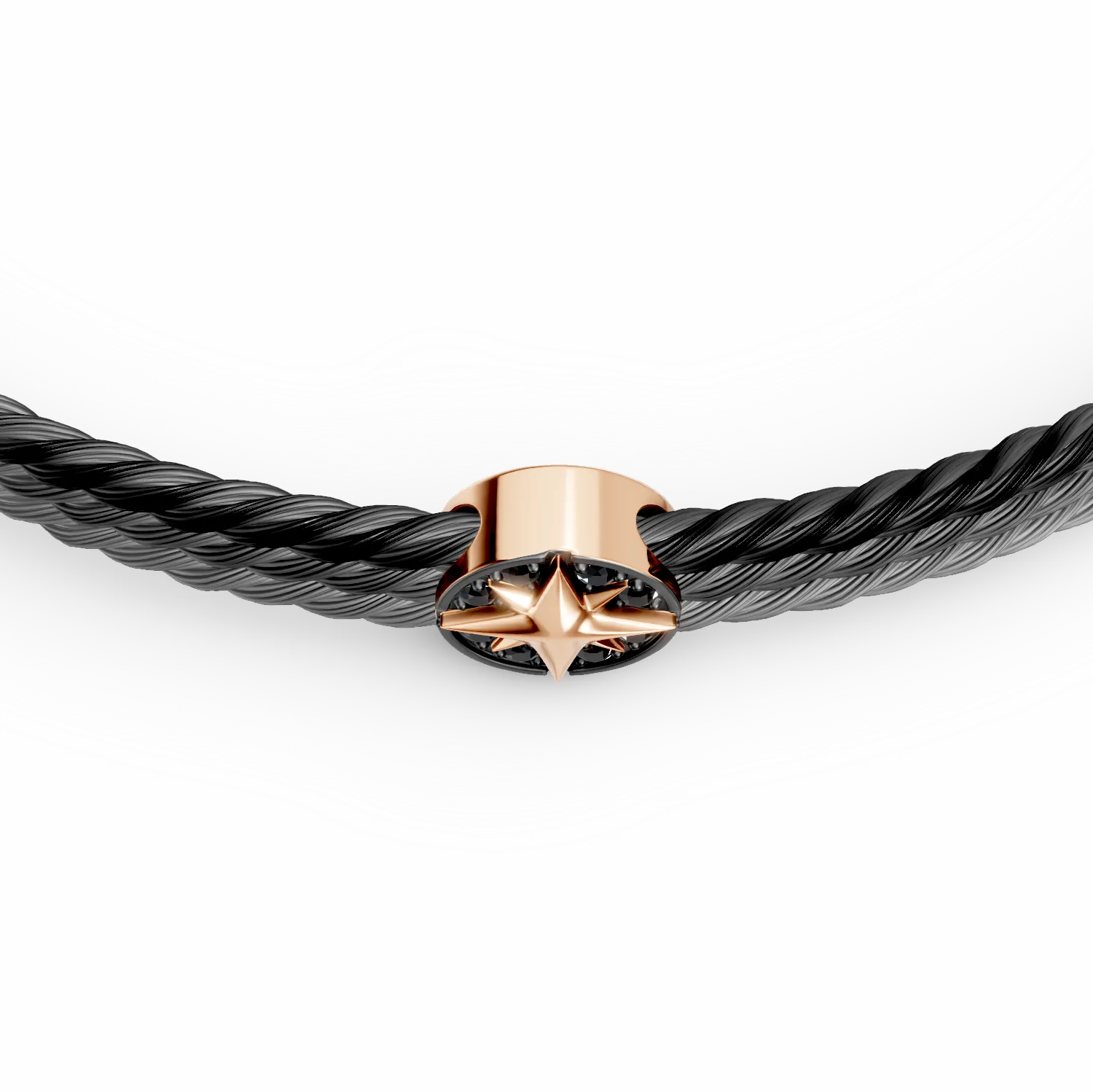 Steel and rose gold bracelet with 0.08ct black diamonds