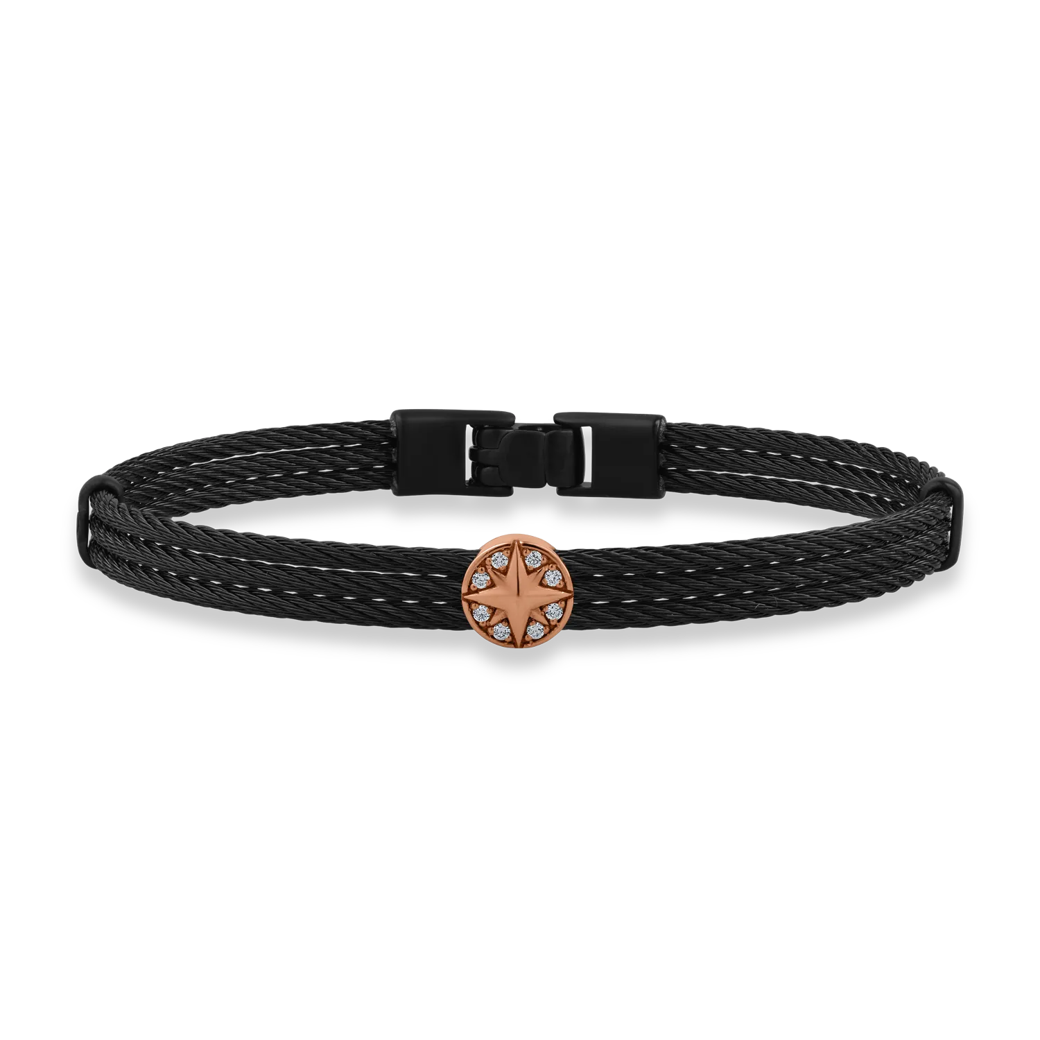 Rose gold and steel bracelet with 0.06ct diamonds