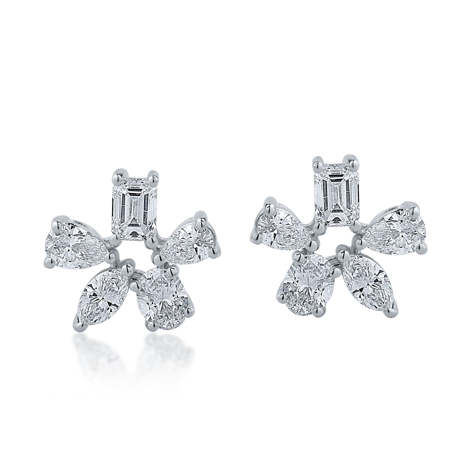 White gold flower earrings with 1.2ct diamonds