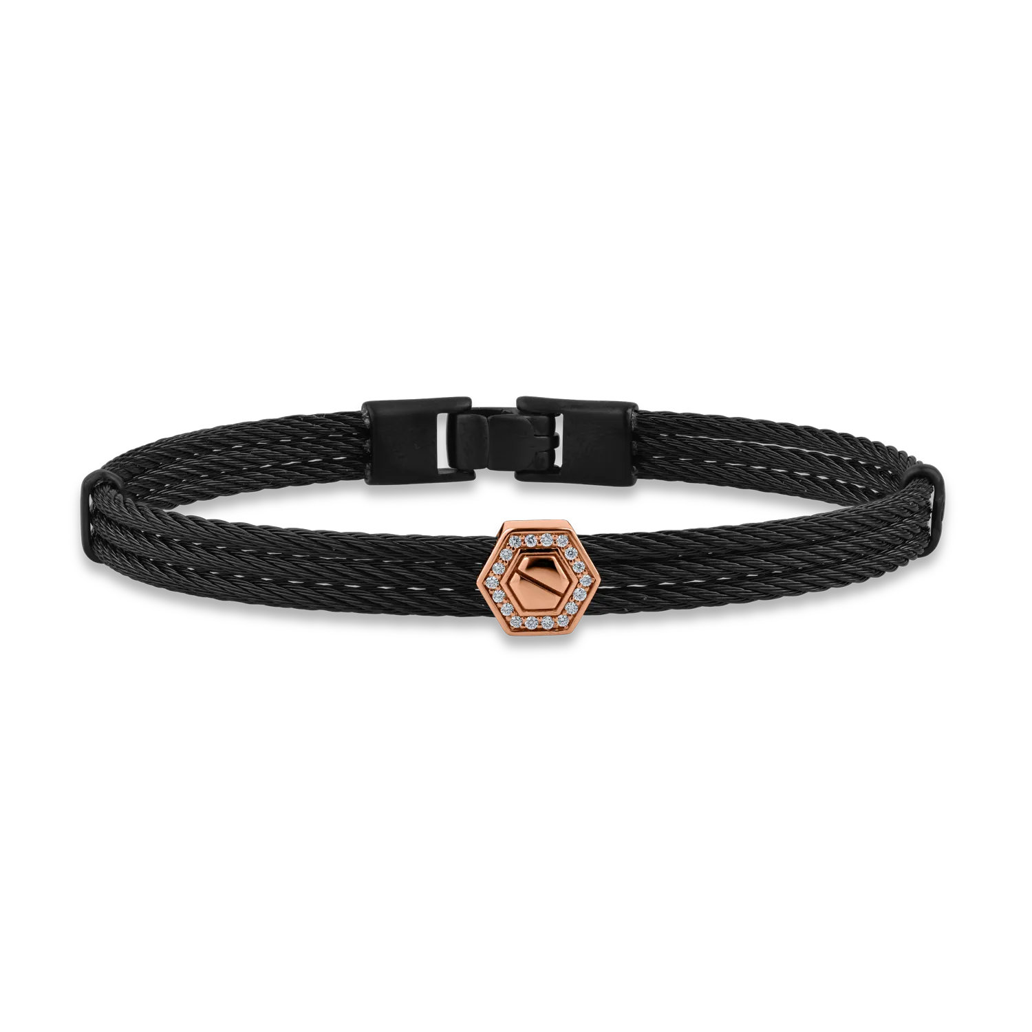 Rose gold and steel bracelet with 0.07ct diamonds