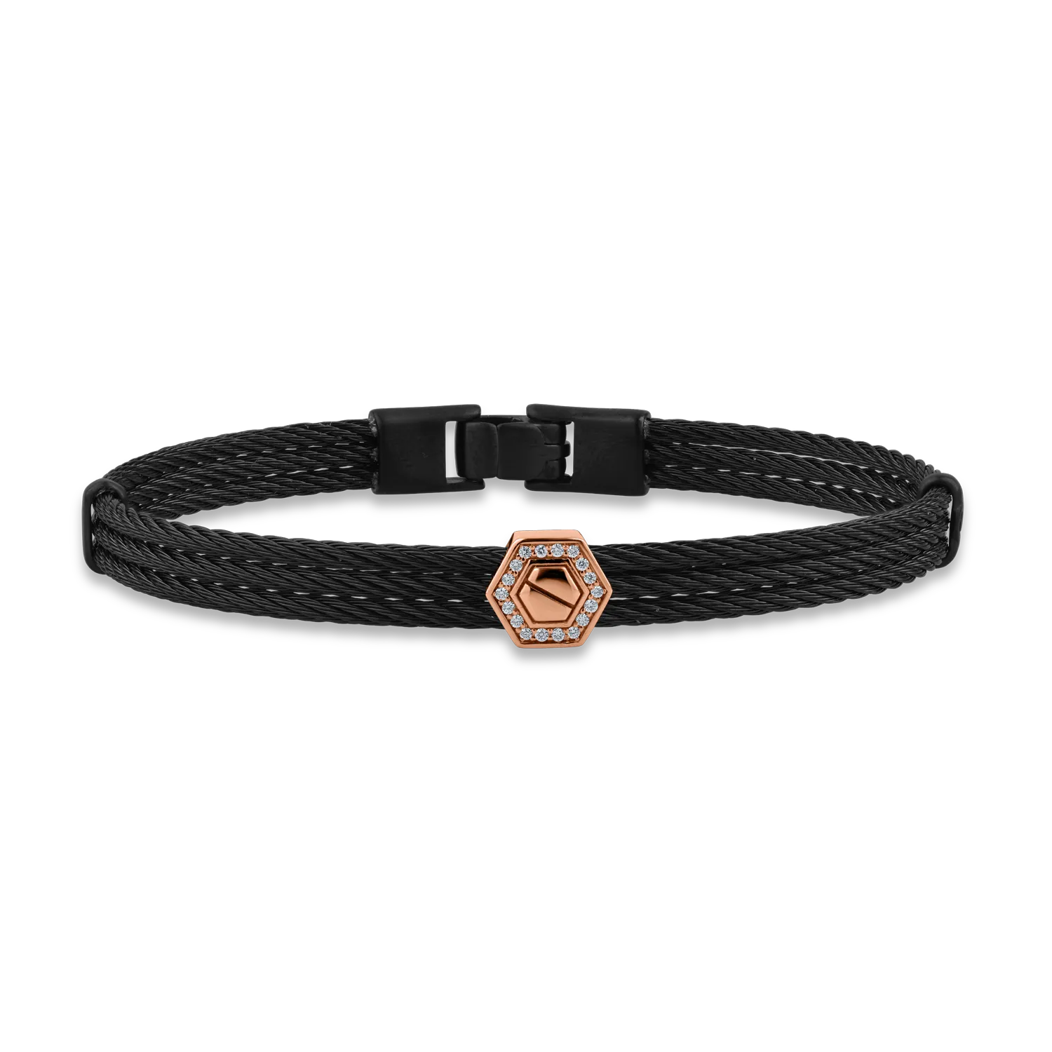 Bratara din aur roz si otel cu diamante de 0.07ct-166871