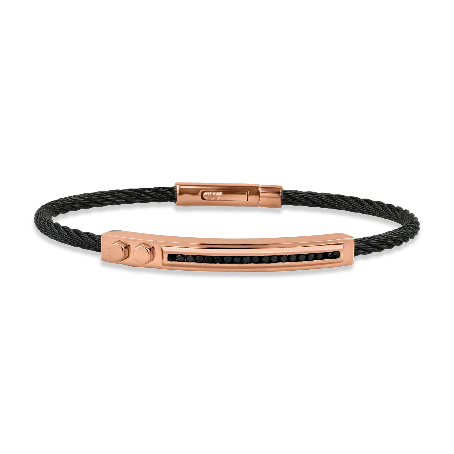 Rose gold and steel bracelet with 0.32ct black diamonds