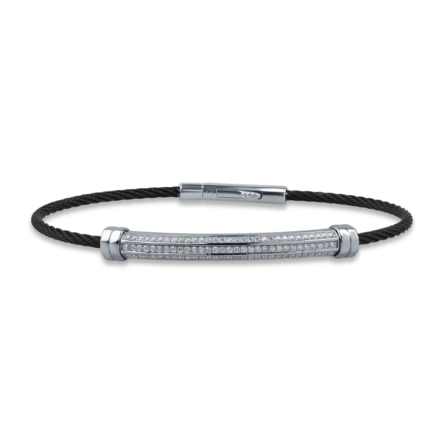 Bratara din aur alb si otel cu diamante de 0.45ct pentru barbati