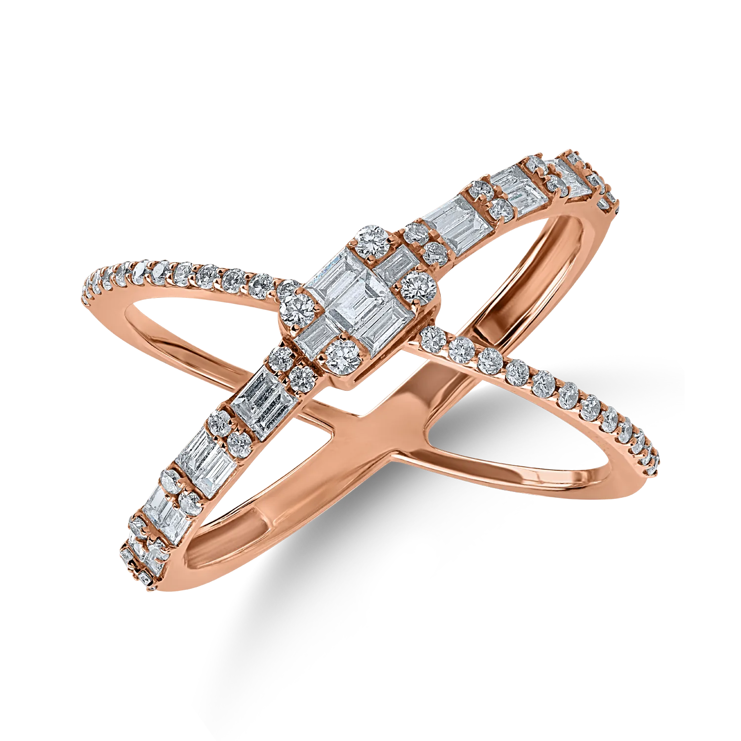 Rózsarany gyűrű 0.65ct gyémántokkal