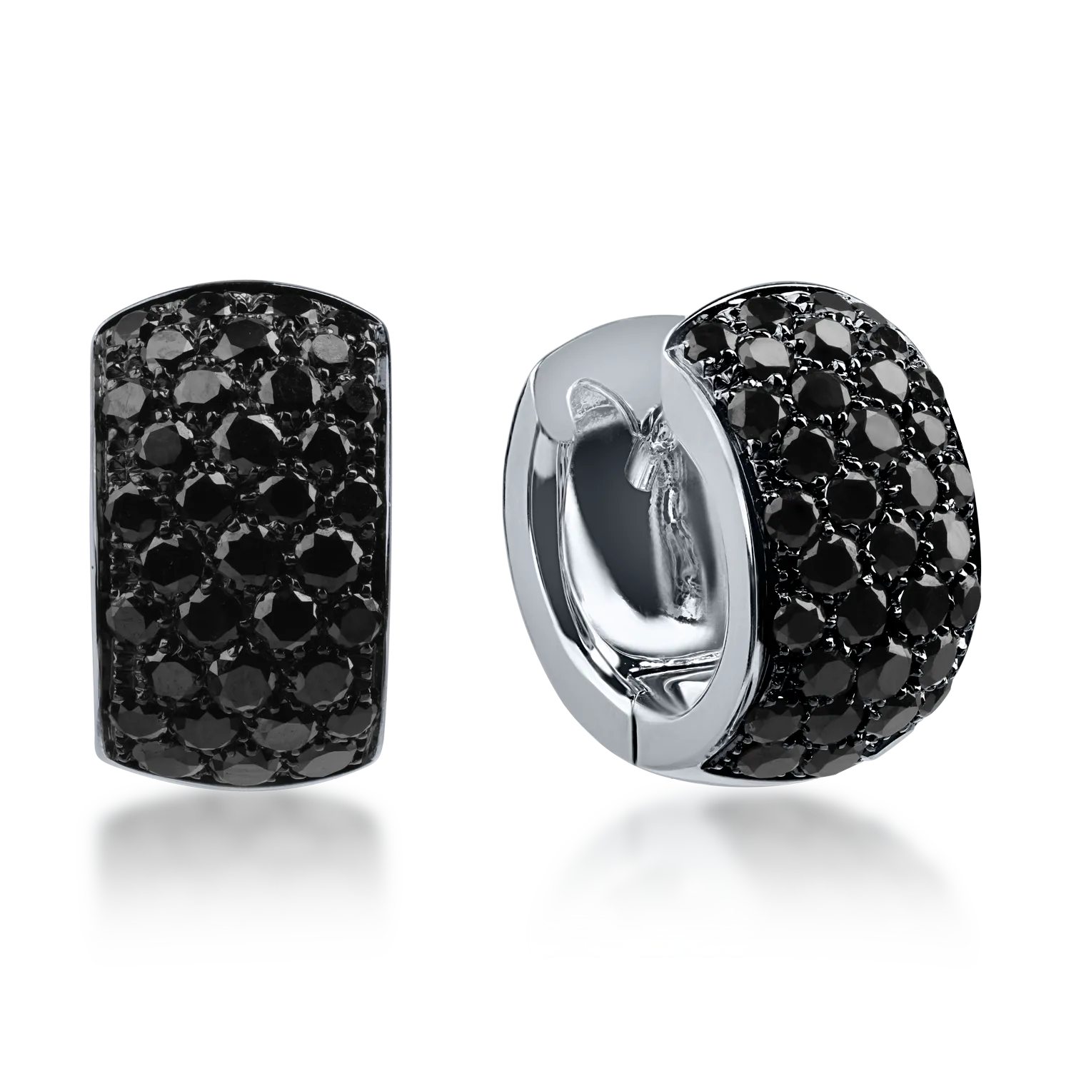 White gold earrings with 1.92ct black diamonds