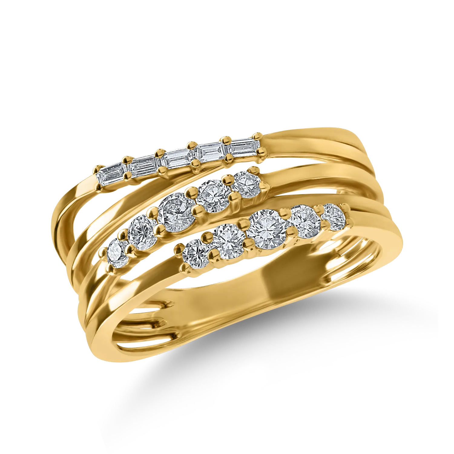 Sárga arany gyűrű 0.53ct gyémántokkal