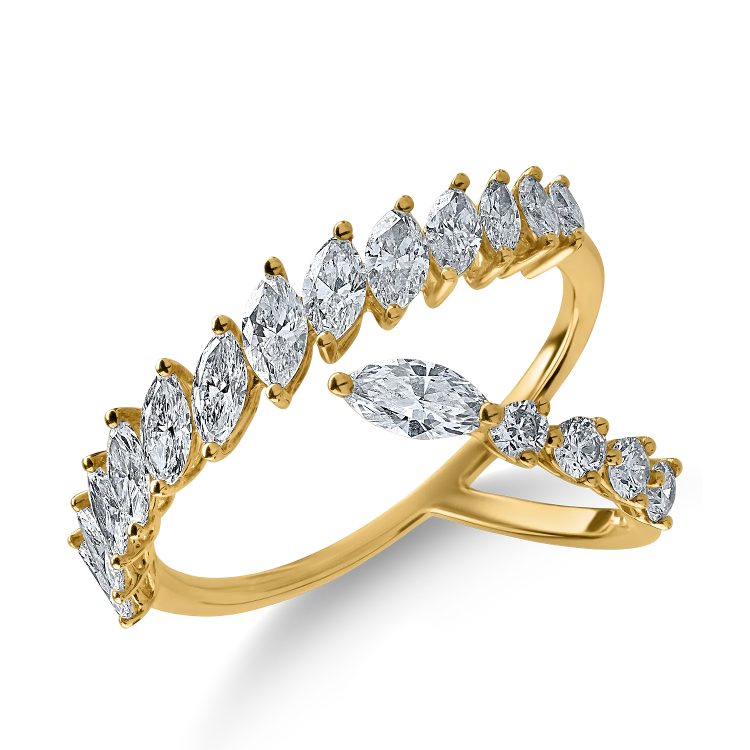 Sárga arany gyűrű 1.22ct gyémántokkal