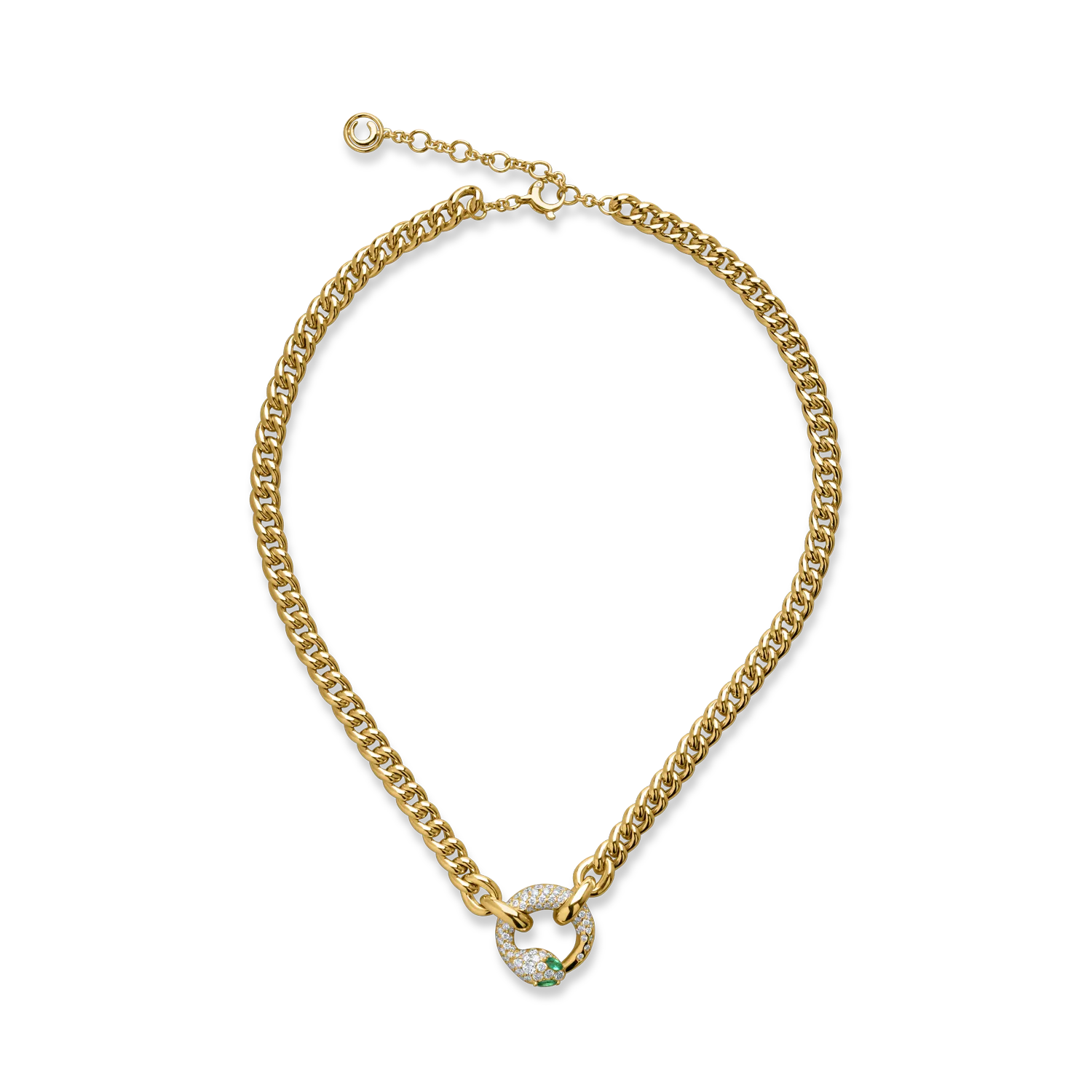 Lant cu pandantiv sarpe din aur galben cu smaralde de 0.18ct si diamante de 1.42ct-166959