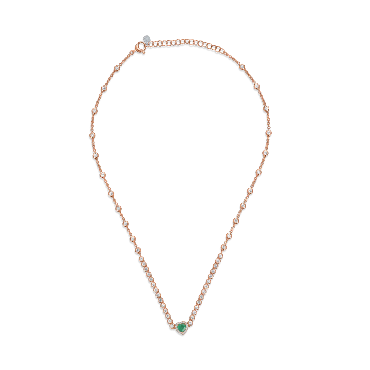 Rose gold necklace with 0.52ct emerald and 1.75ct diamonds