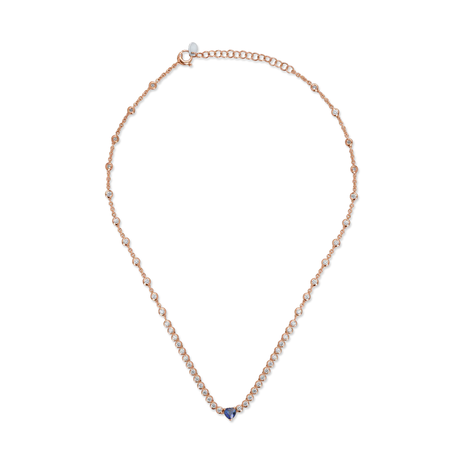 Rose gold necklace with 0.67ct sapphire and 1.75ct diamonds