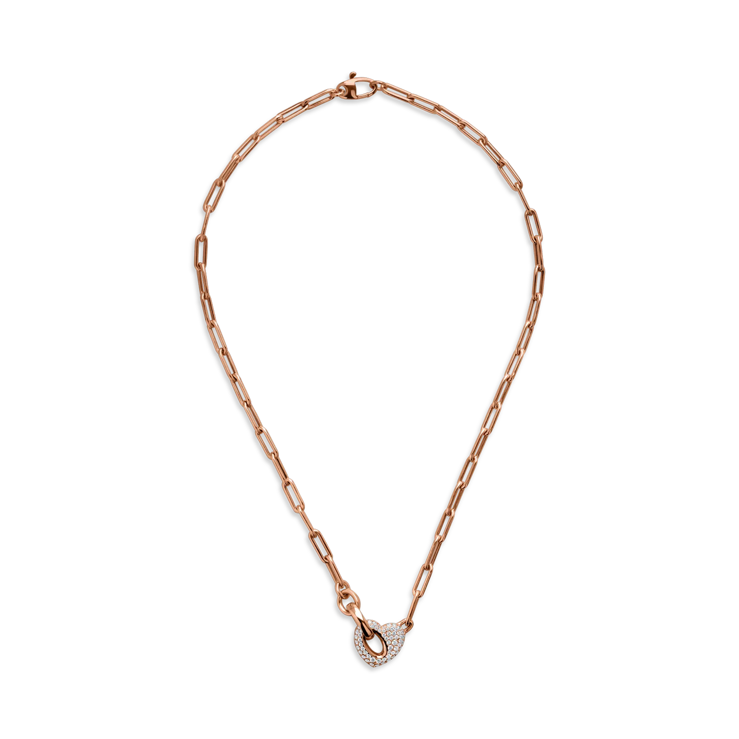 Łańcuszek w kształcie serca z różowego złota z 0.85ct diamentami