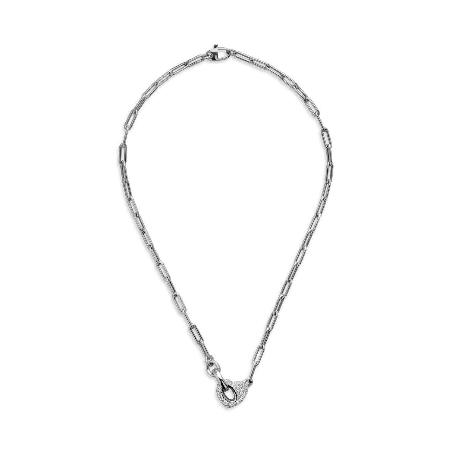 Łańcuszek z zawieszką w kształcie serca z białego złota z 0.82ct diamentami