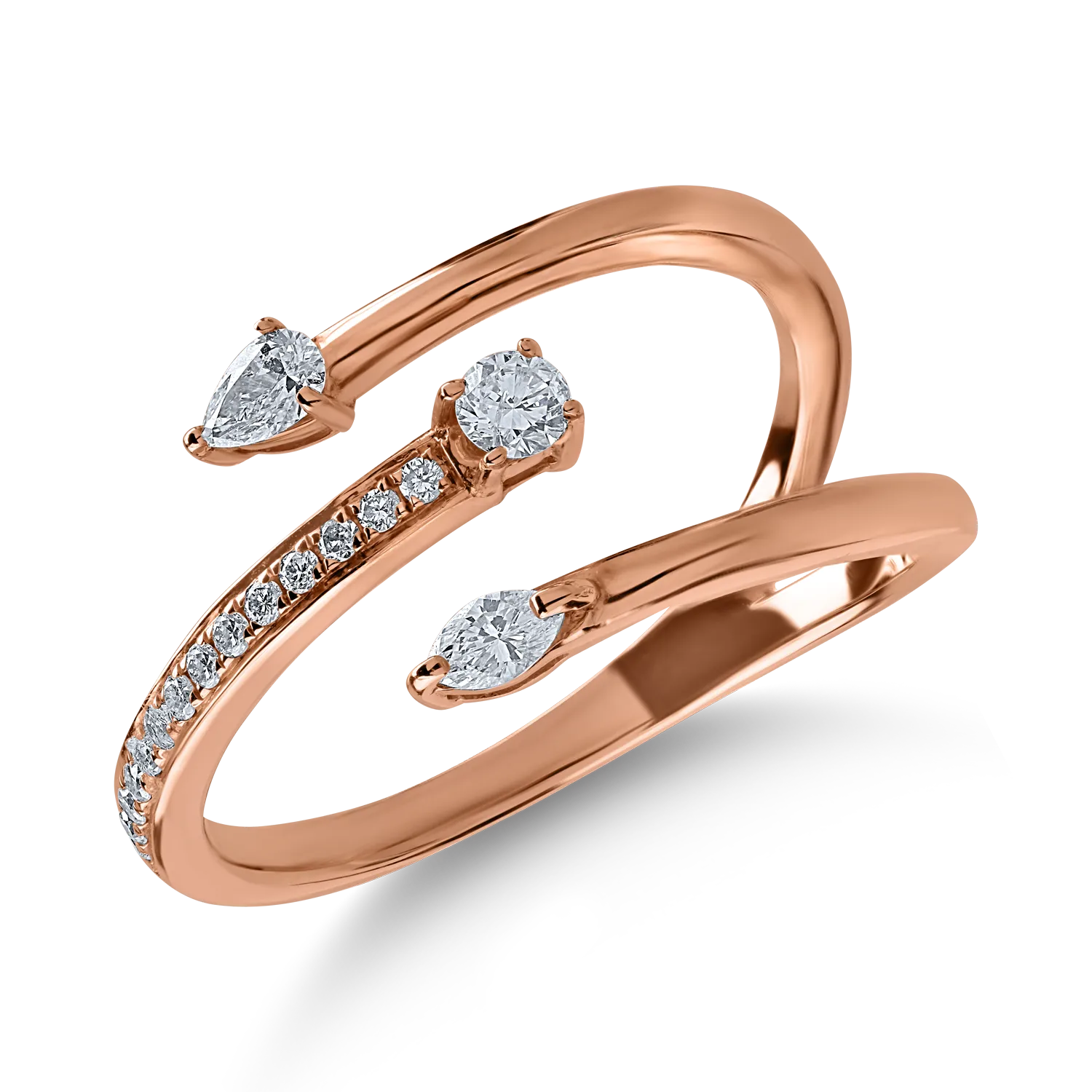 Rózsarany gyűrű 0.24ct gyémántokkal