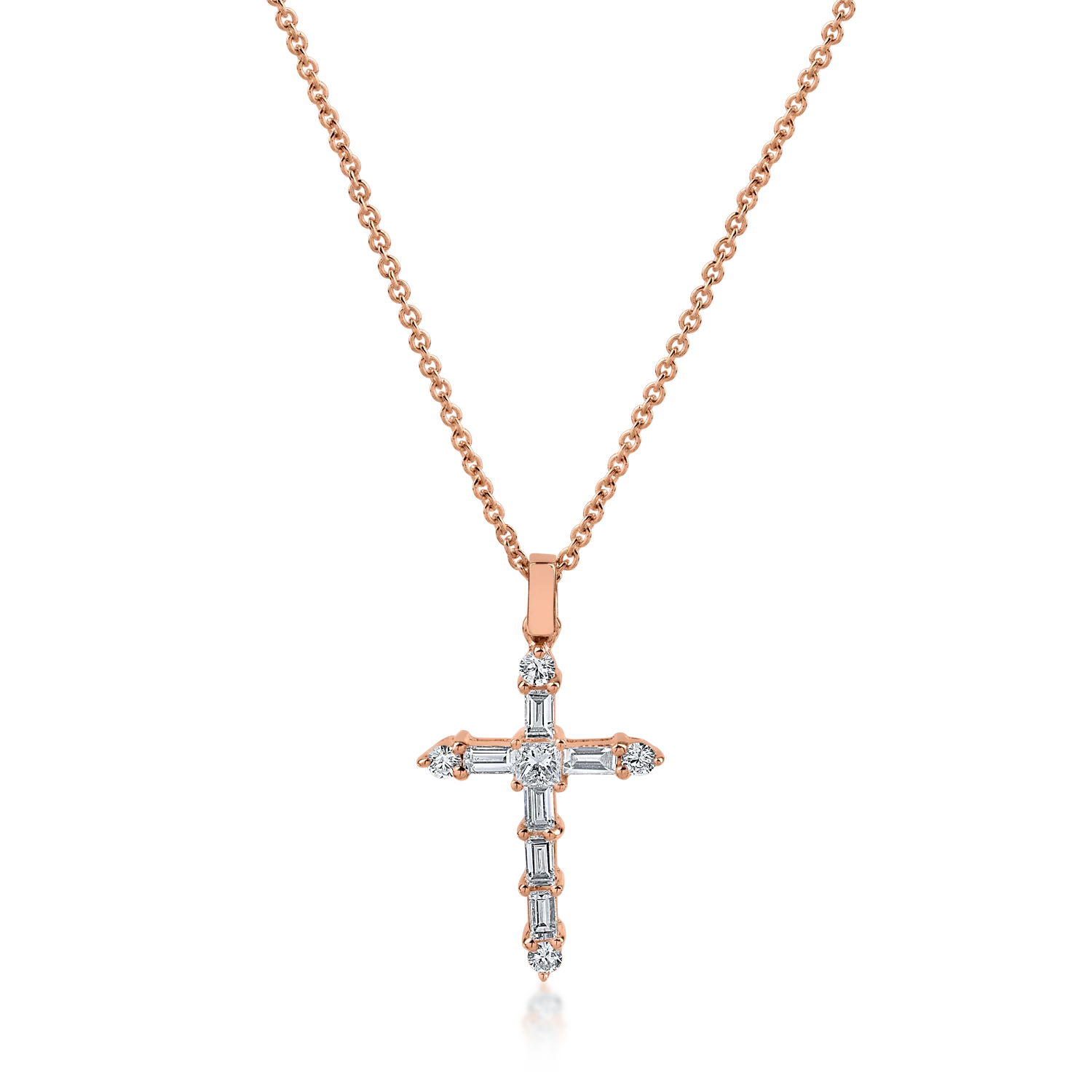 Rose gold with cross pendant necklace with 0.4ct diamonds