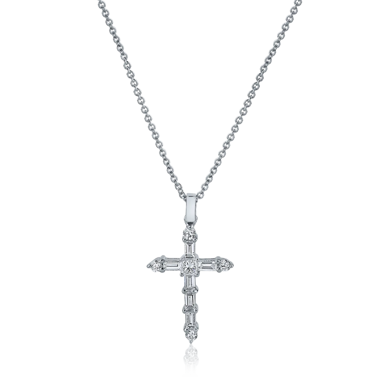 White gold cross pendant chain with 0.44ct diamonds