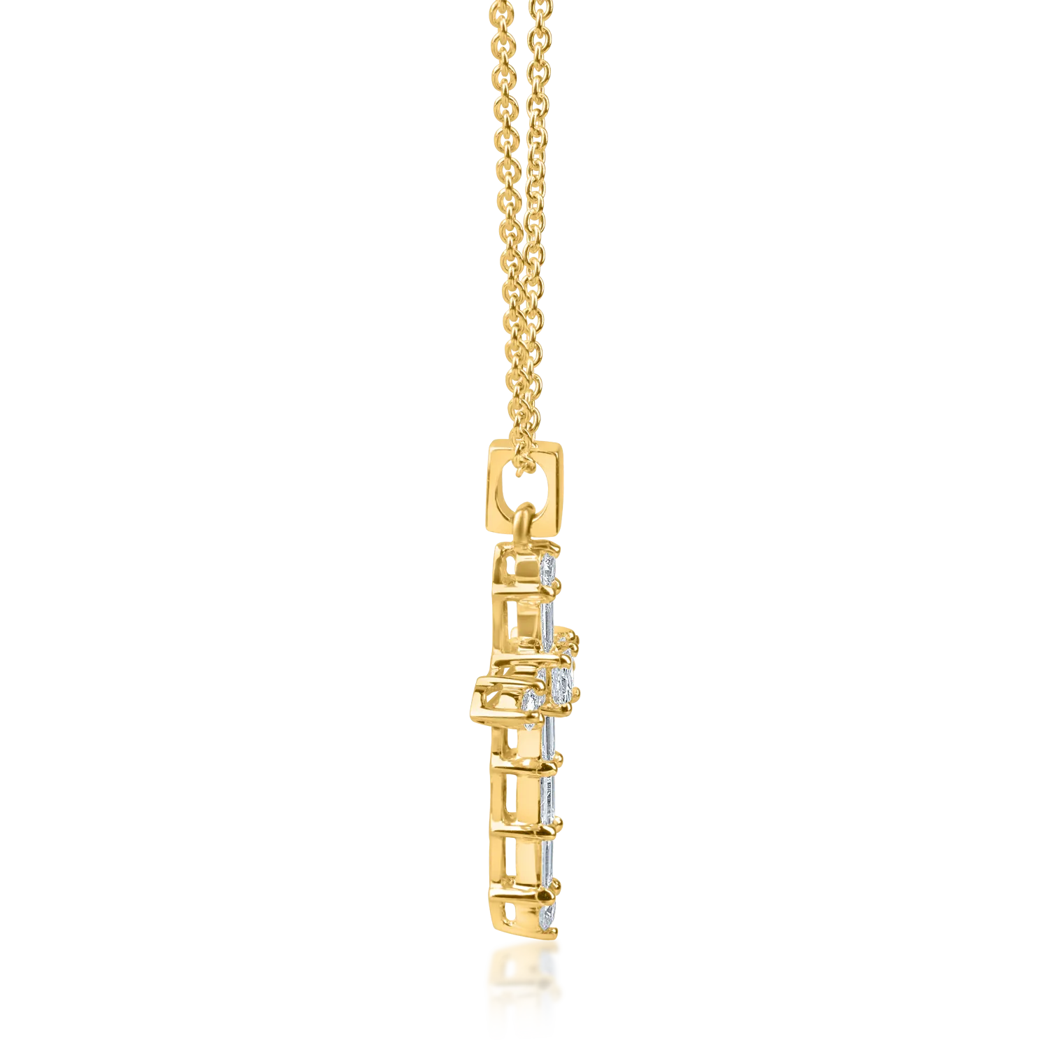 Yellow gold cross pendant necklace with 0.4ct diamonds