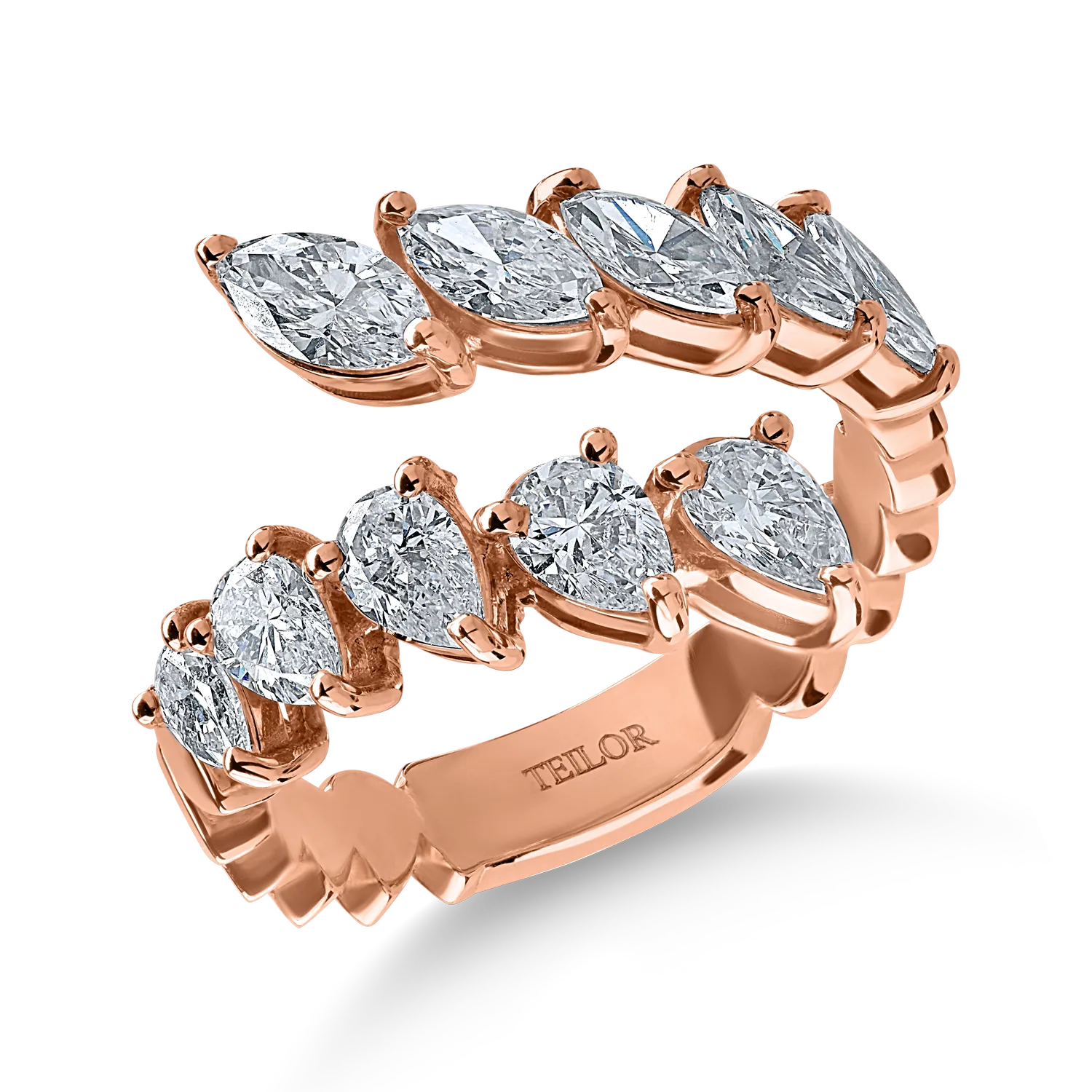 Rózsarany gyűrű 1.87ct gyémántokkal