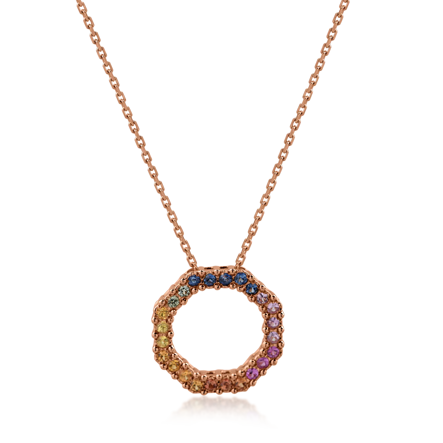 Rose gold pendant necklace with multicolored sapphires of 0.52ct-166987