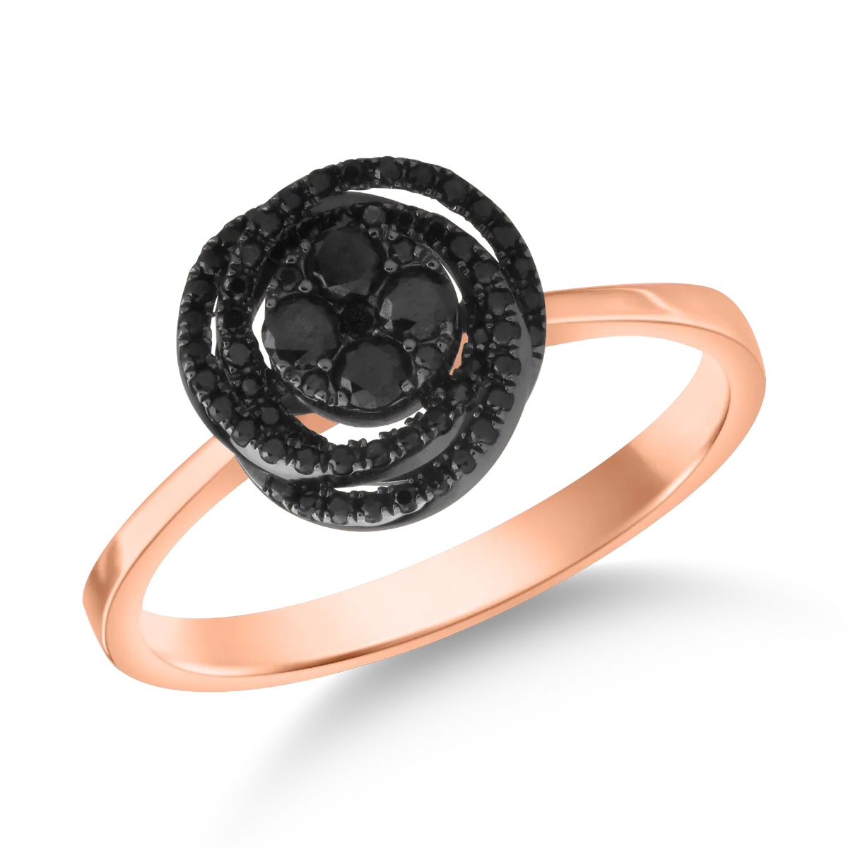 Inel din aur roz-negru cu diamante negre de 0.36ct