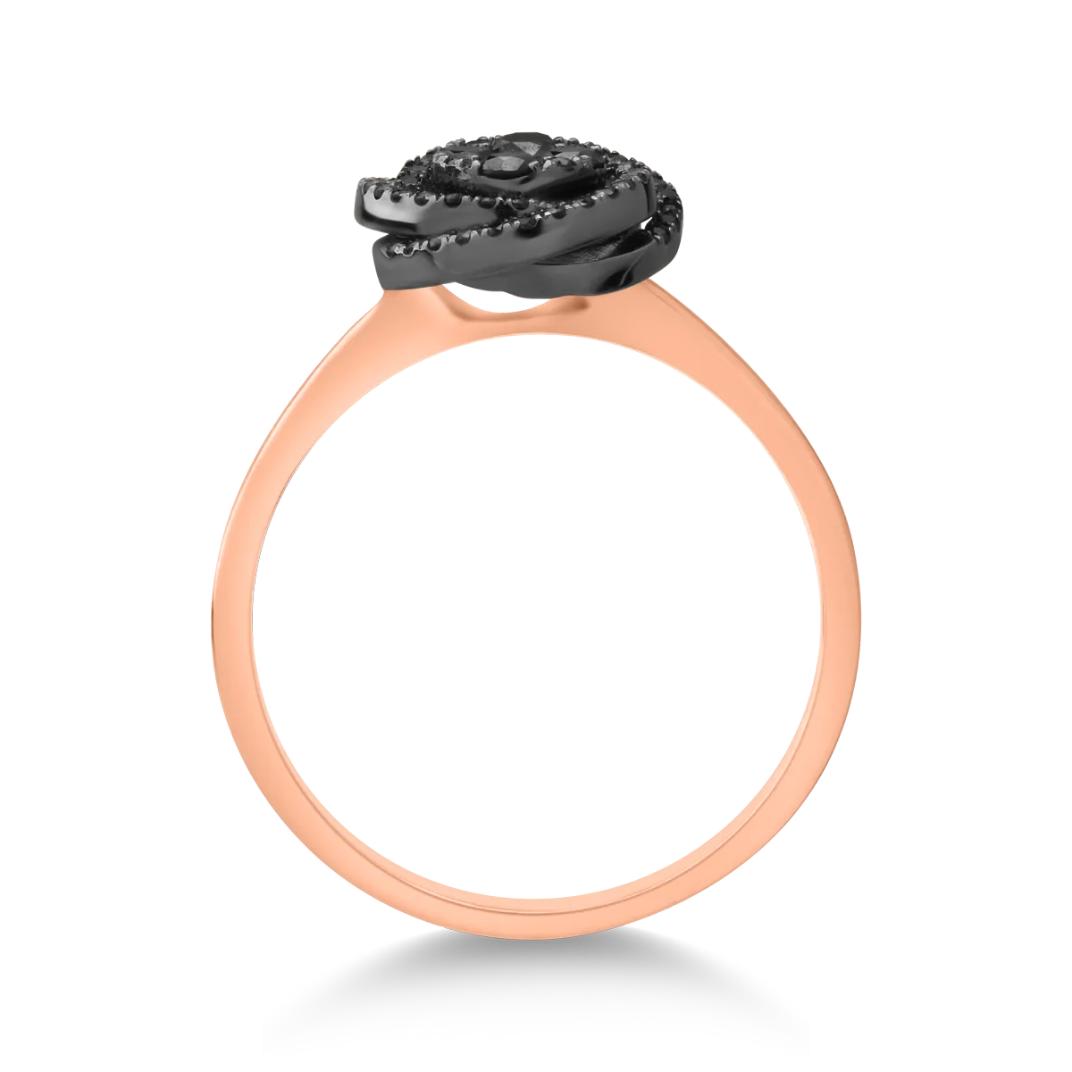 Inel din aur roz-negru cu diamante negre de 0.36ct