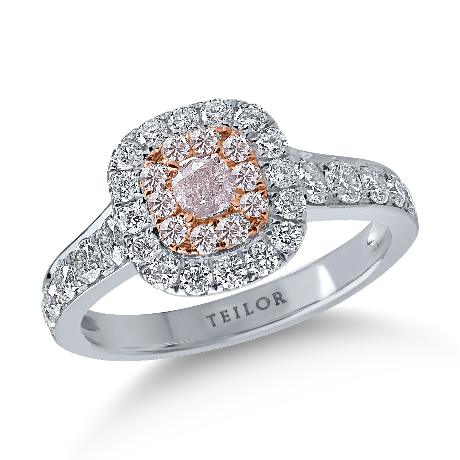 White-rose gold ring with 0.33ct pink diamonds and 0.84ct clear diamonds