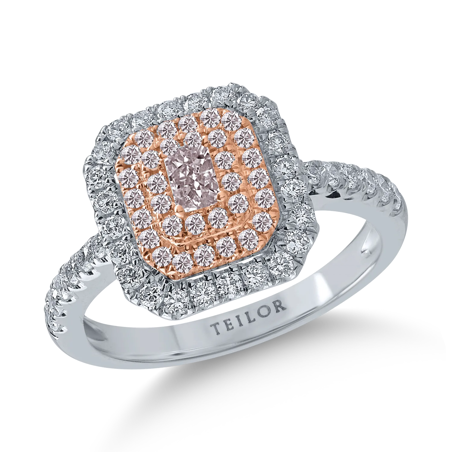 White-rose gold ring with 0.31ct pink diamonds and 0.5ct clear diamonds