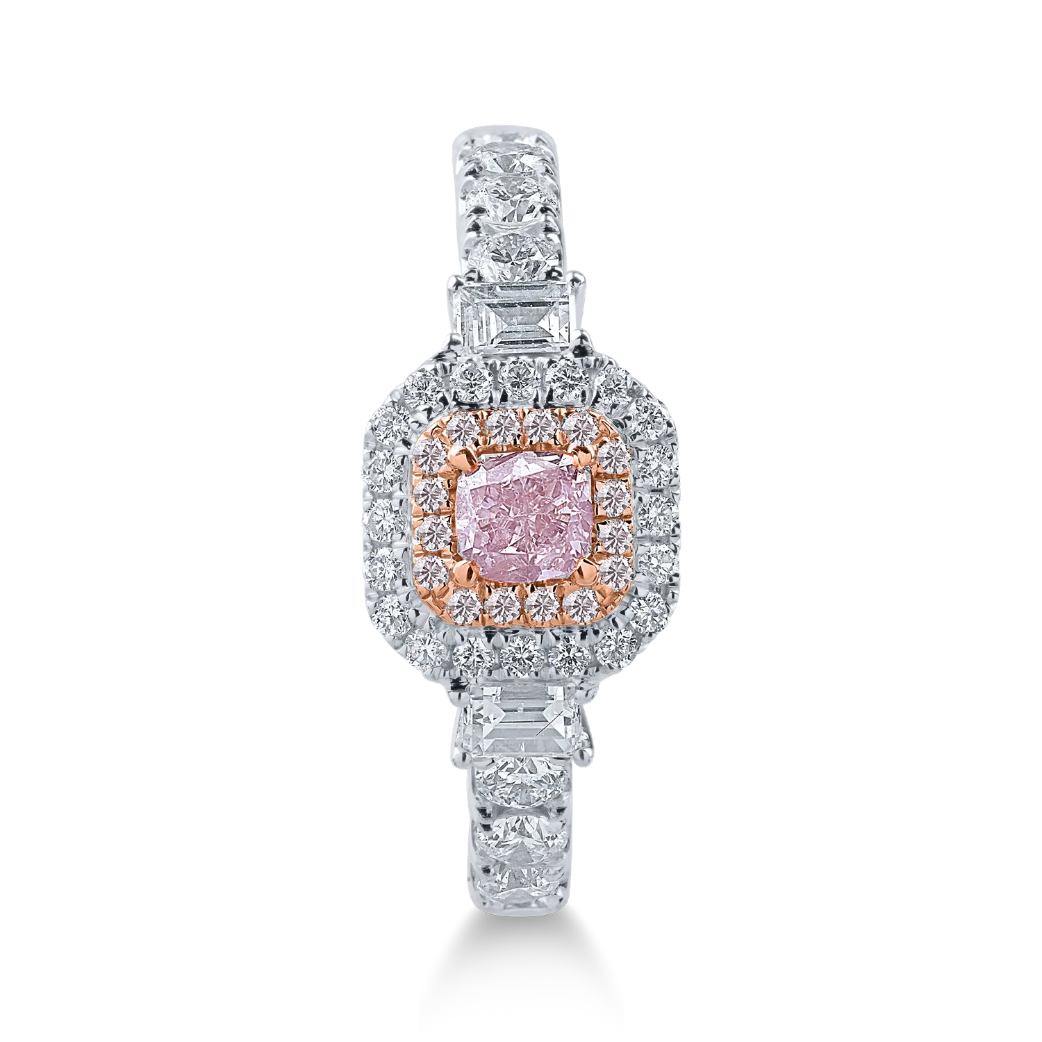 Inel din aur alb-roz cu diamante roz 0.35ct si diamante incolore de 0.81ct