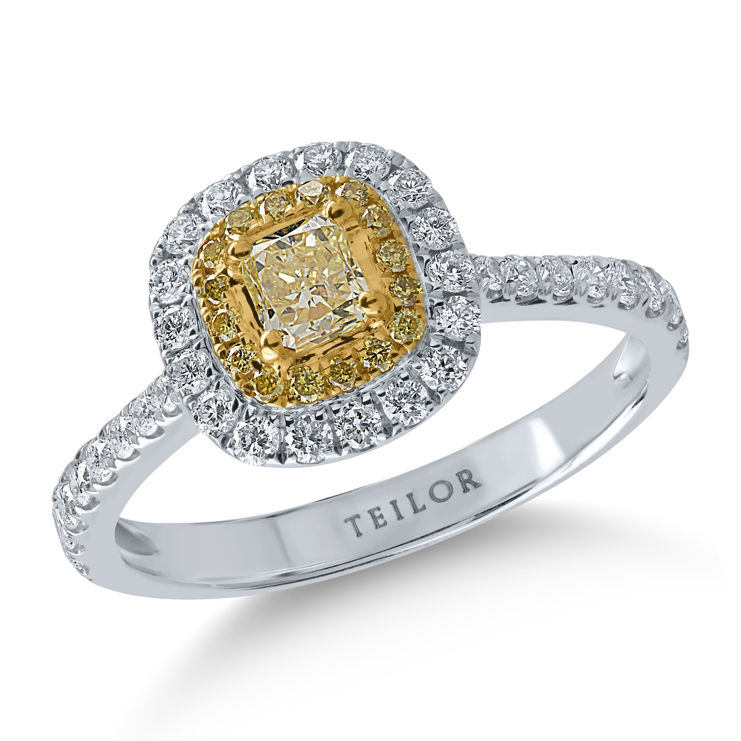 White-yellow gold ring with 0.41ct yellow diamonds and 0.46ct clear diamonds