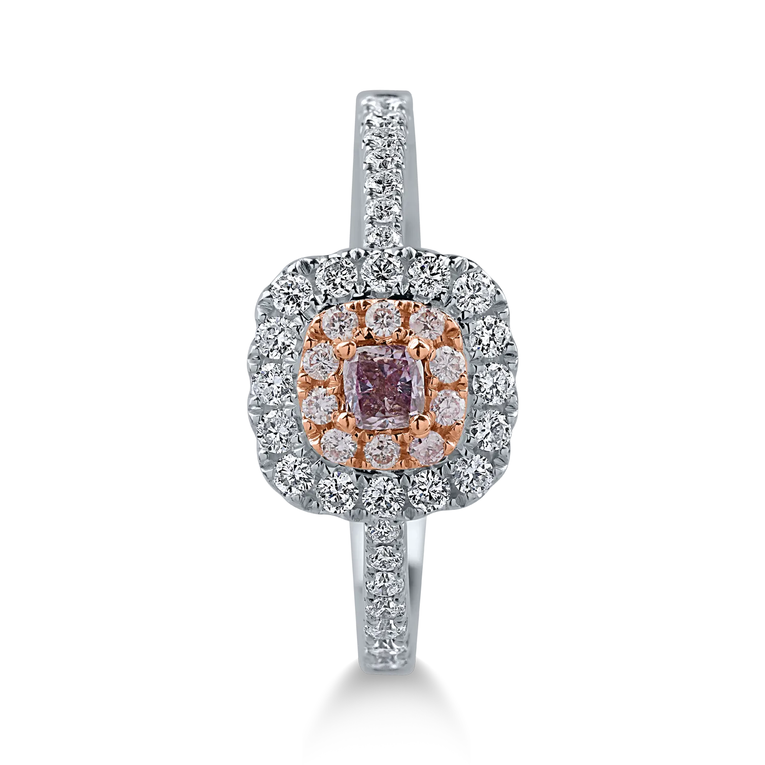 White-rose gold ring with 0.24ct pink diamonds and 0.37ct clear diamonds