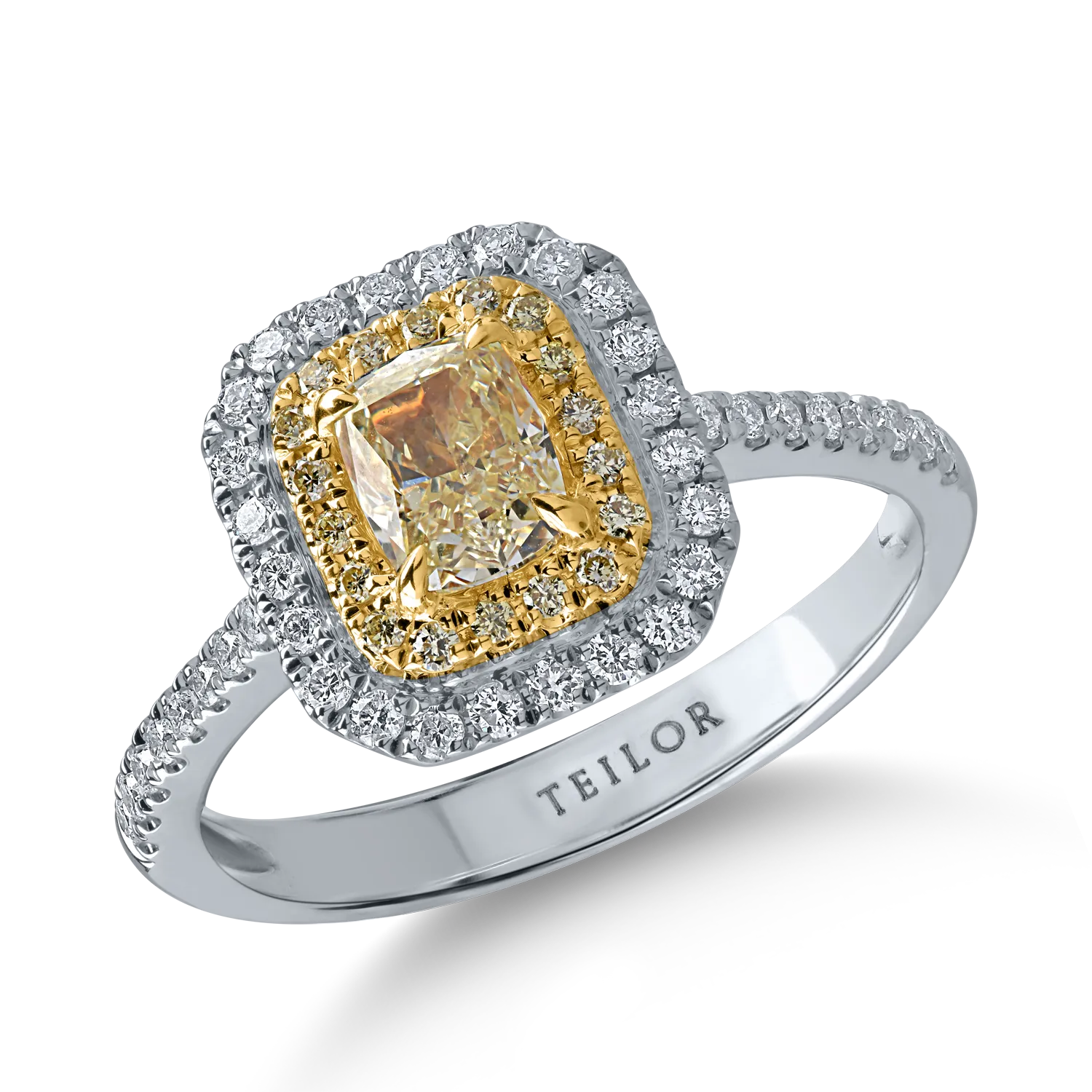 Sárga-fehér arany gyűrű 1.09ct gyémántokkal