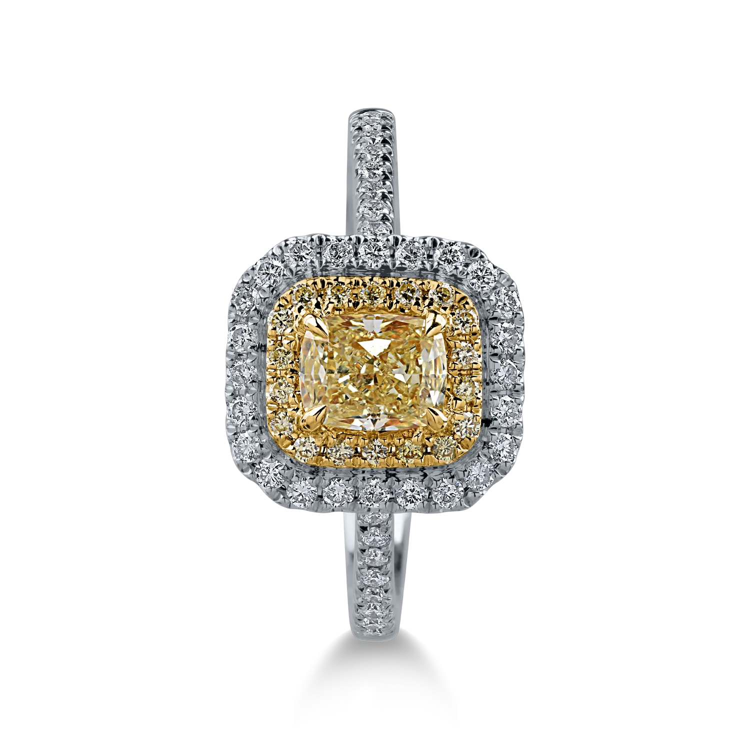 Sárga-fehér arany gyűrű 1.09ct gyémántokkal