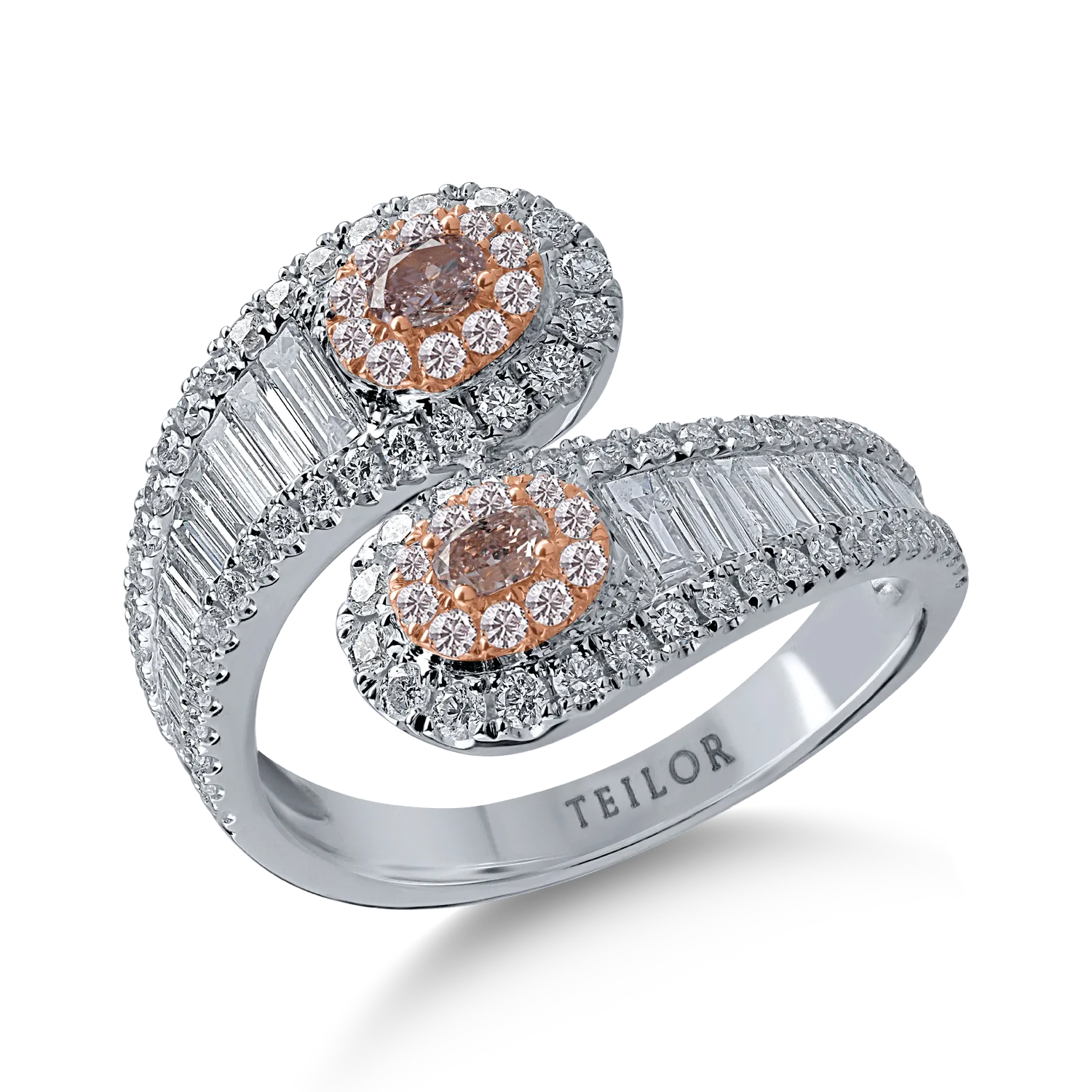 Fehér rózsa arany gyűrű 1.4ct gyémántokkal