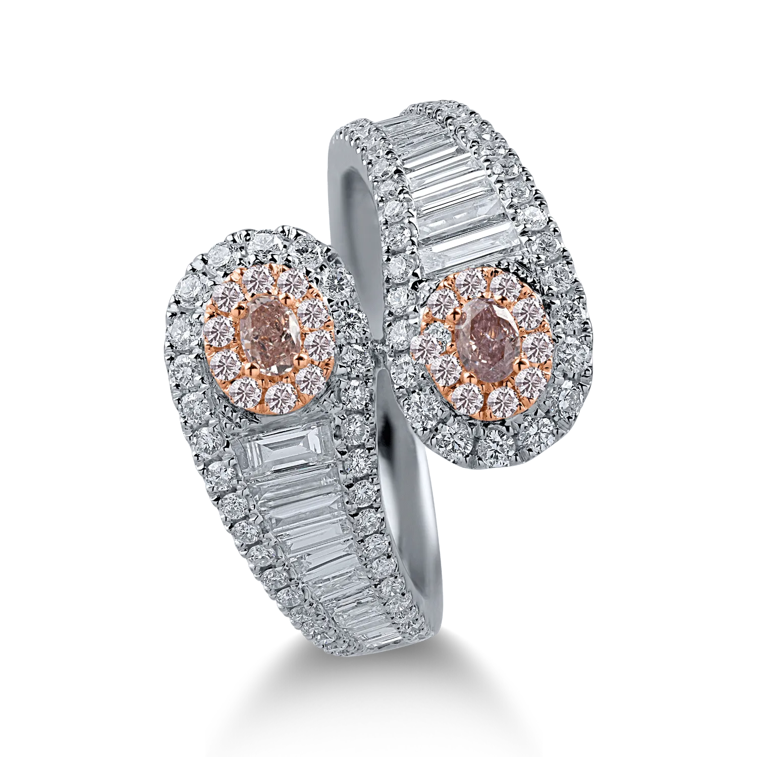 Fehér rózsa arany gyűrű 1.4ct gyémántokkal