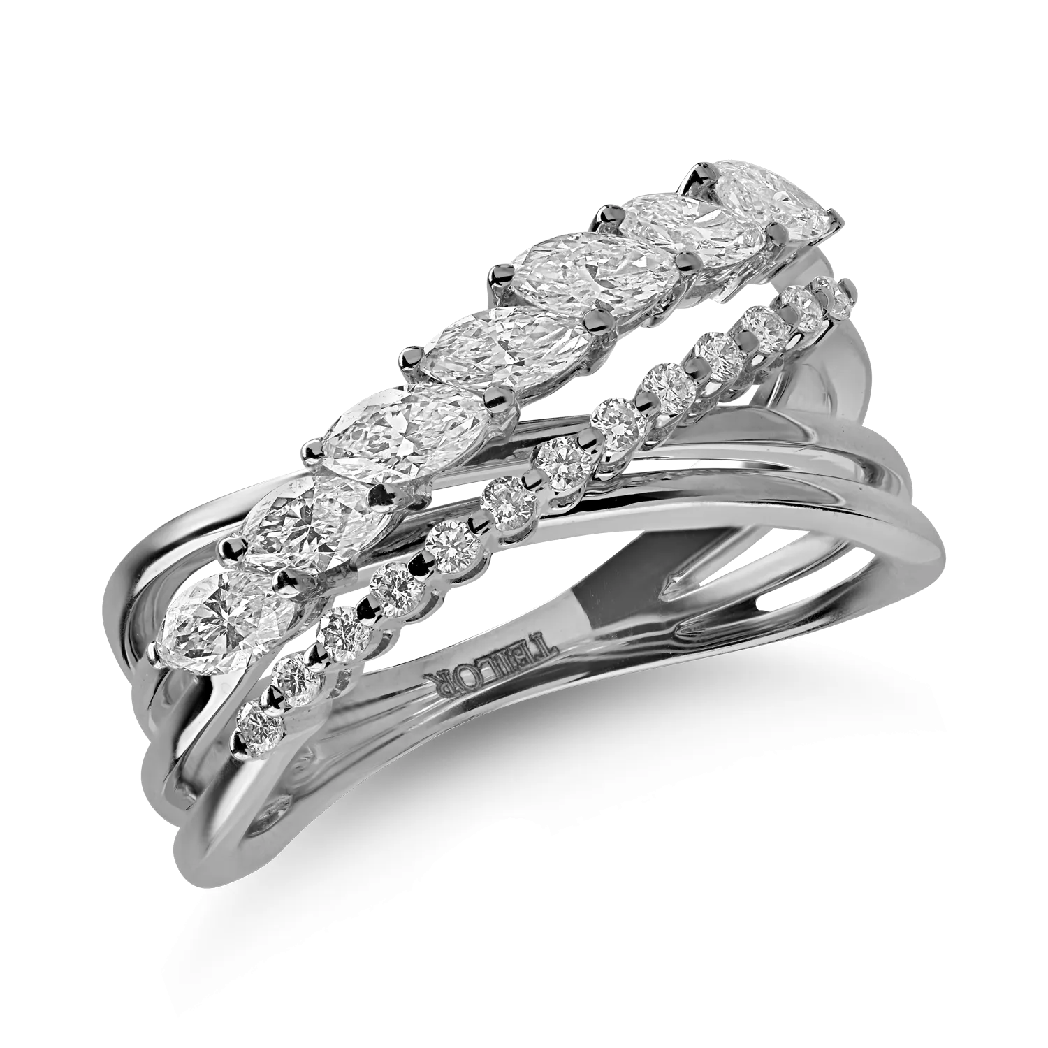 Fehérarany gyűrű 0.74ct gyémántokkal