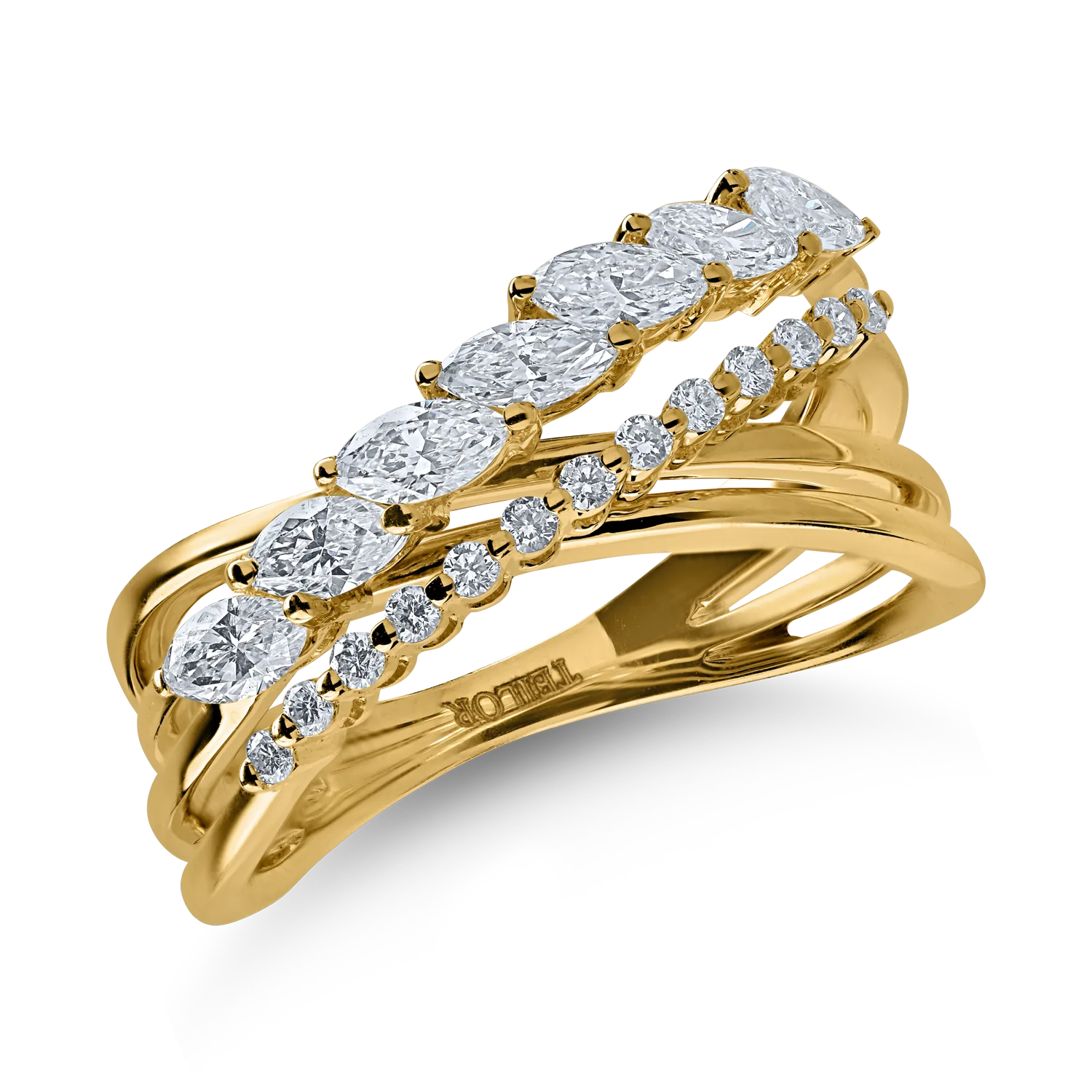 Sárga arany gyűrű 0.75ct gyémántokkal