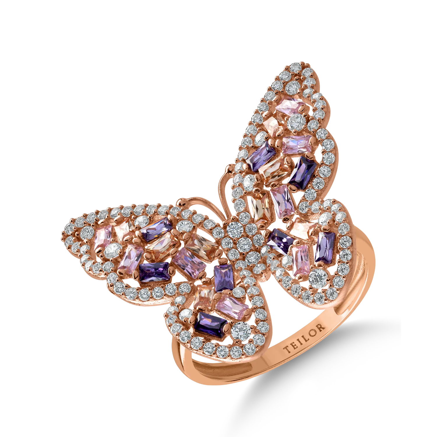 Pierścionek z motylem w kolorze różowego złota