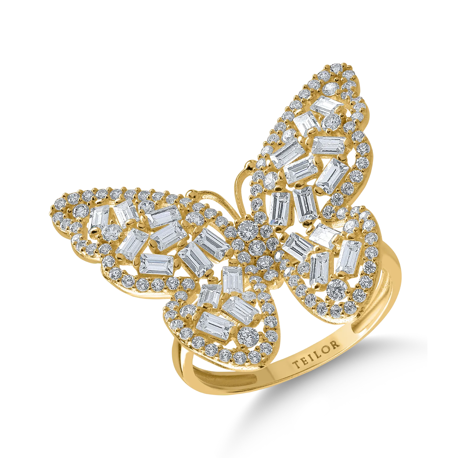 Yellow gold butterfly ring