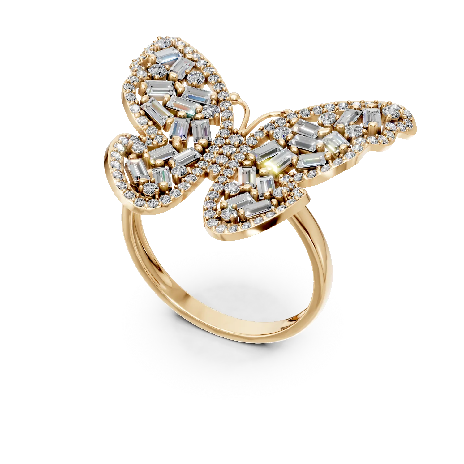 Yellow gold butterfly ring