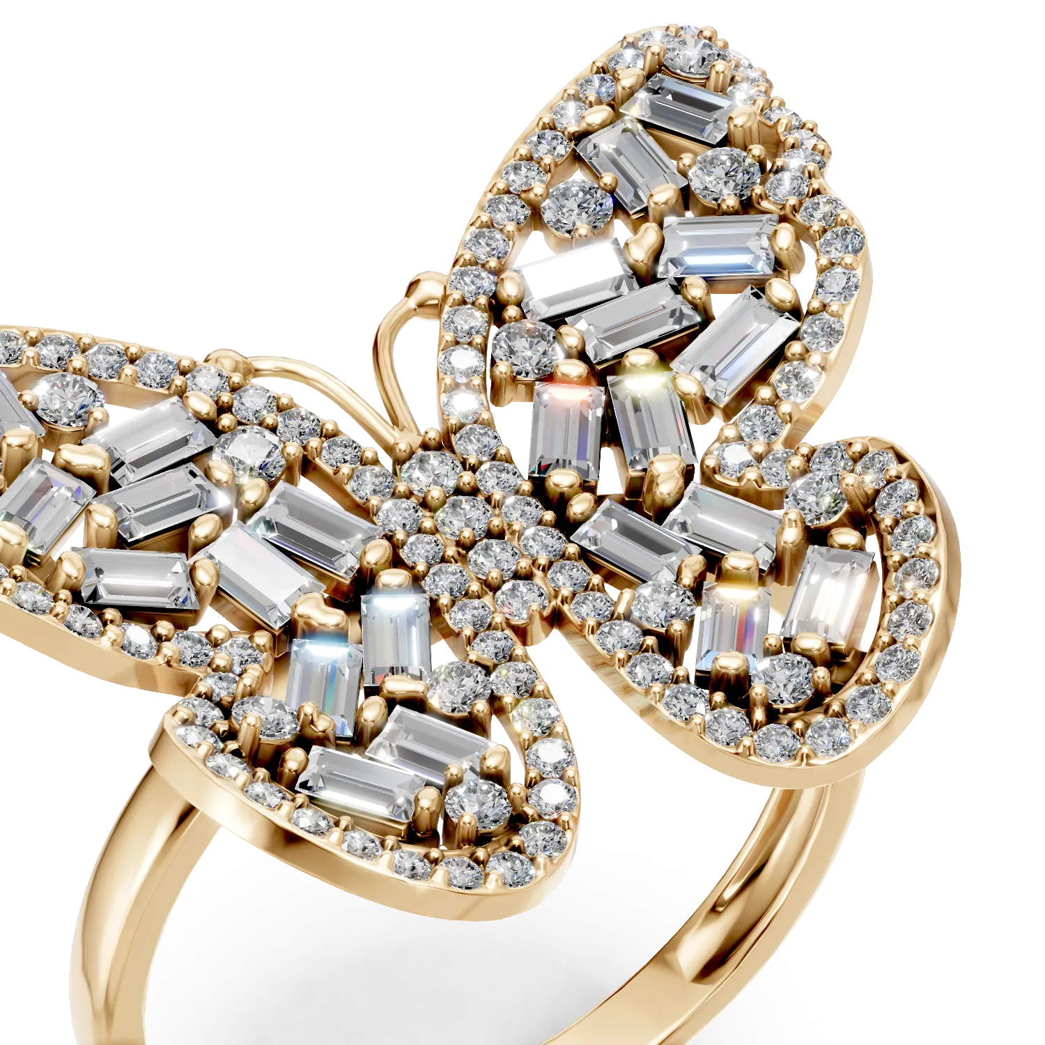 Yellow gold butterfly ring