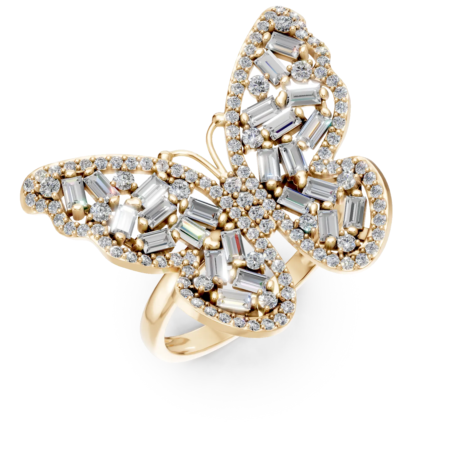 Yellow gold butterfly ring