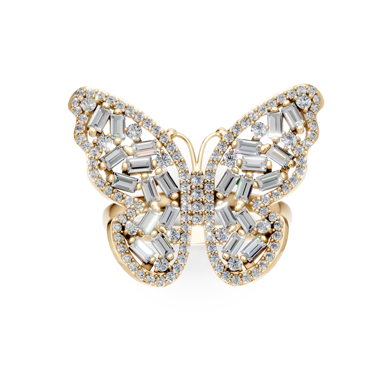 Yellow gold butterfly ring