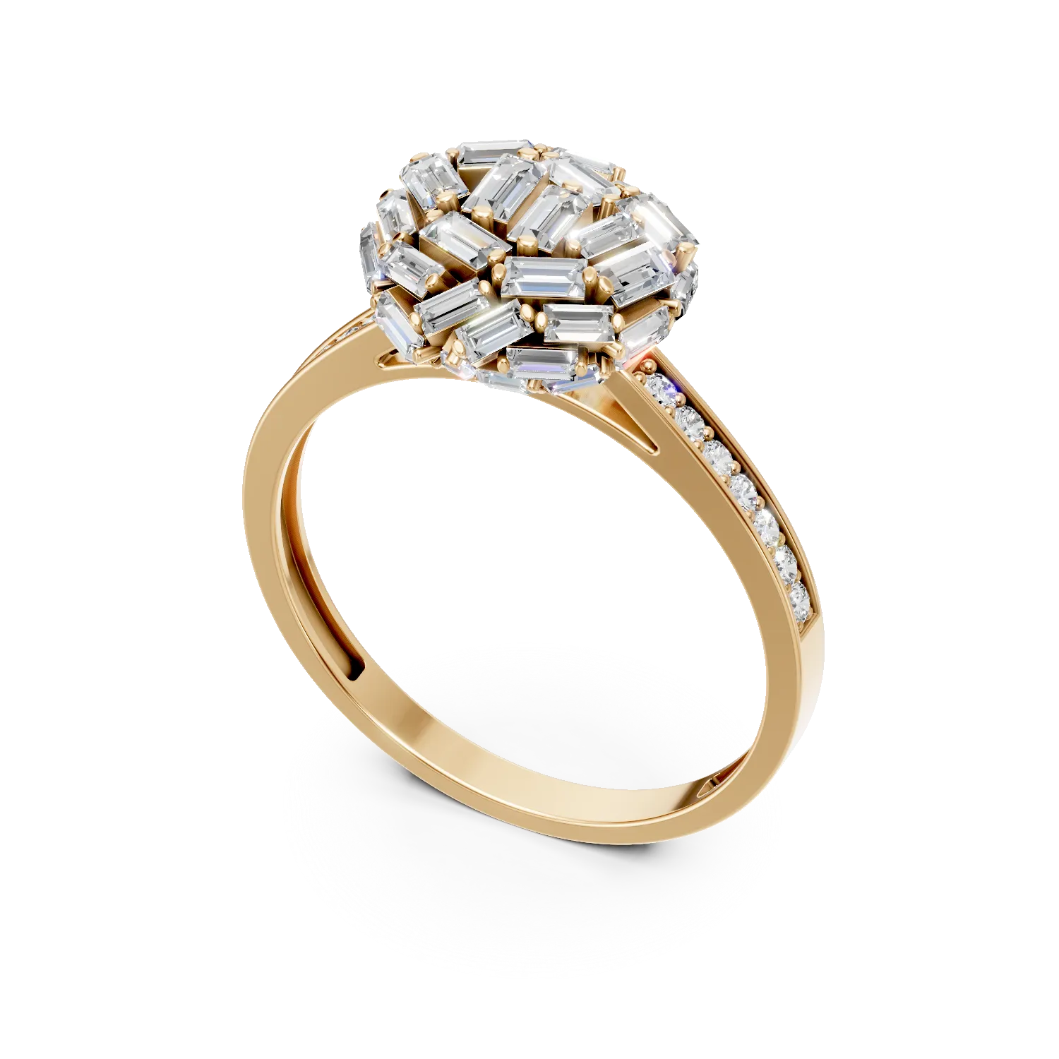 Inel din aur galben cu zirconii microsetting - Imagine 2