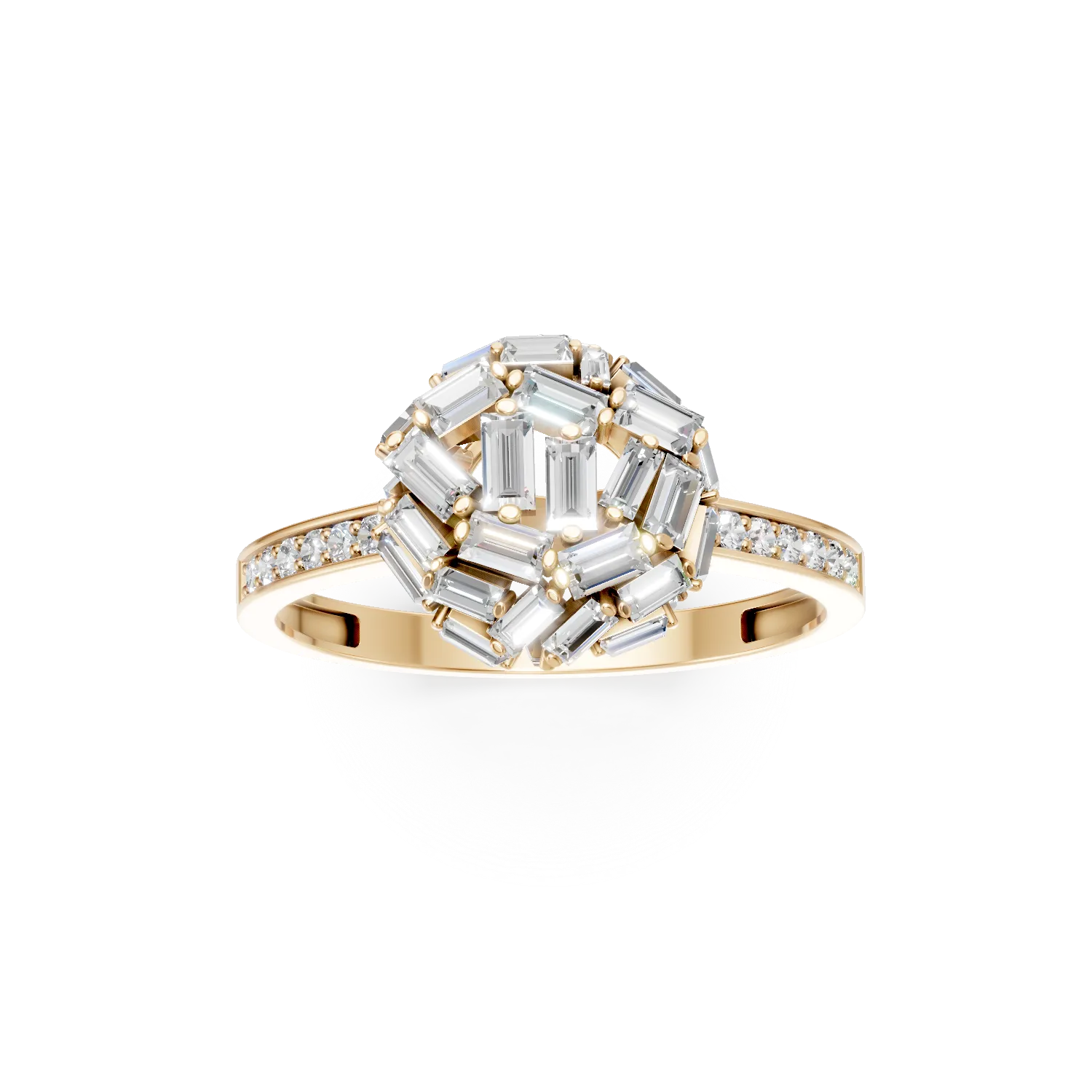 Inel din aur galben cu zirconii microsetting - Imagine 3