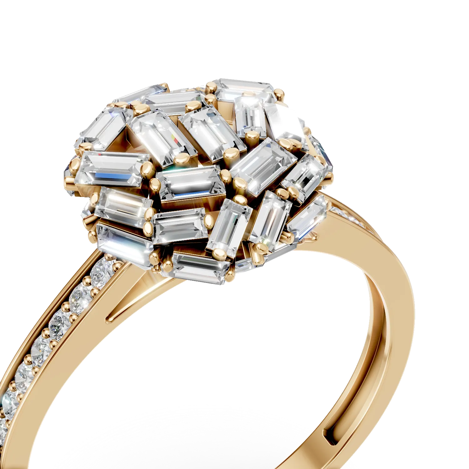 Inel din aur galben cu zirconii microsetting - Imagine 4