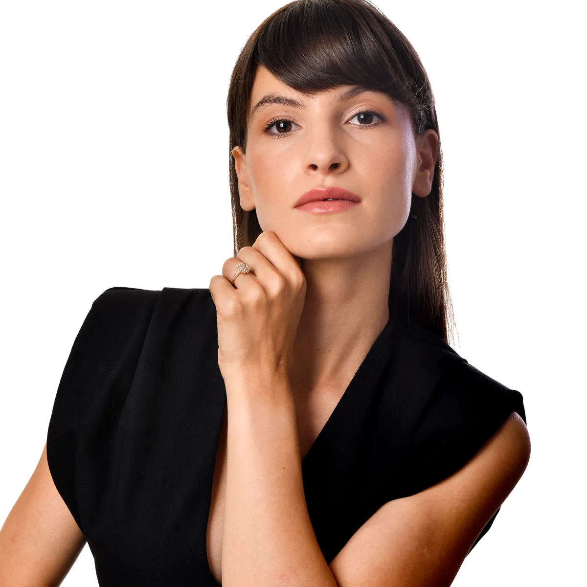 Inel din aur galben cu zirconii microsetting - Imagine 5