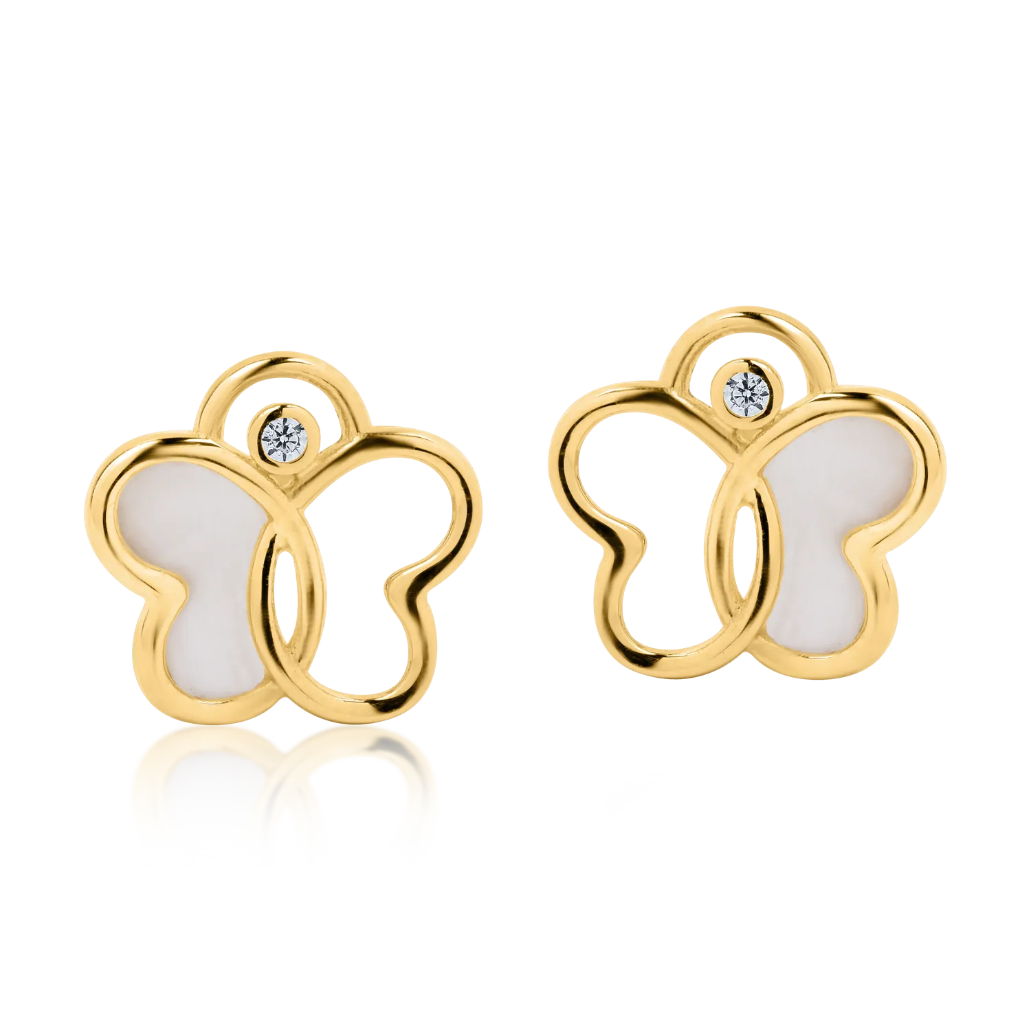 Yellow gold butterfly earrings