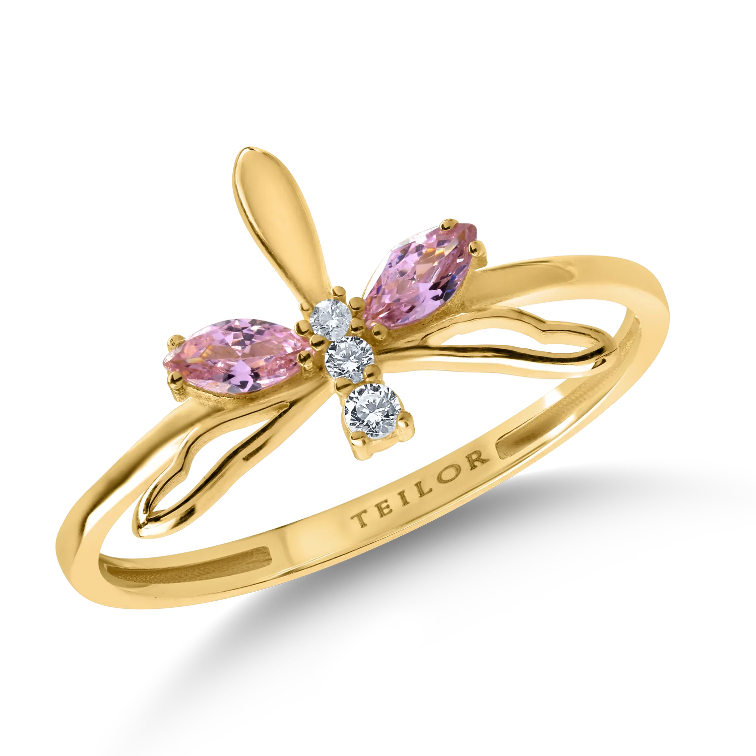 Yellow gold dragonfly ring