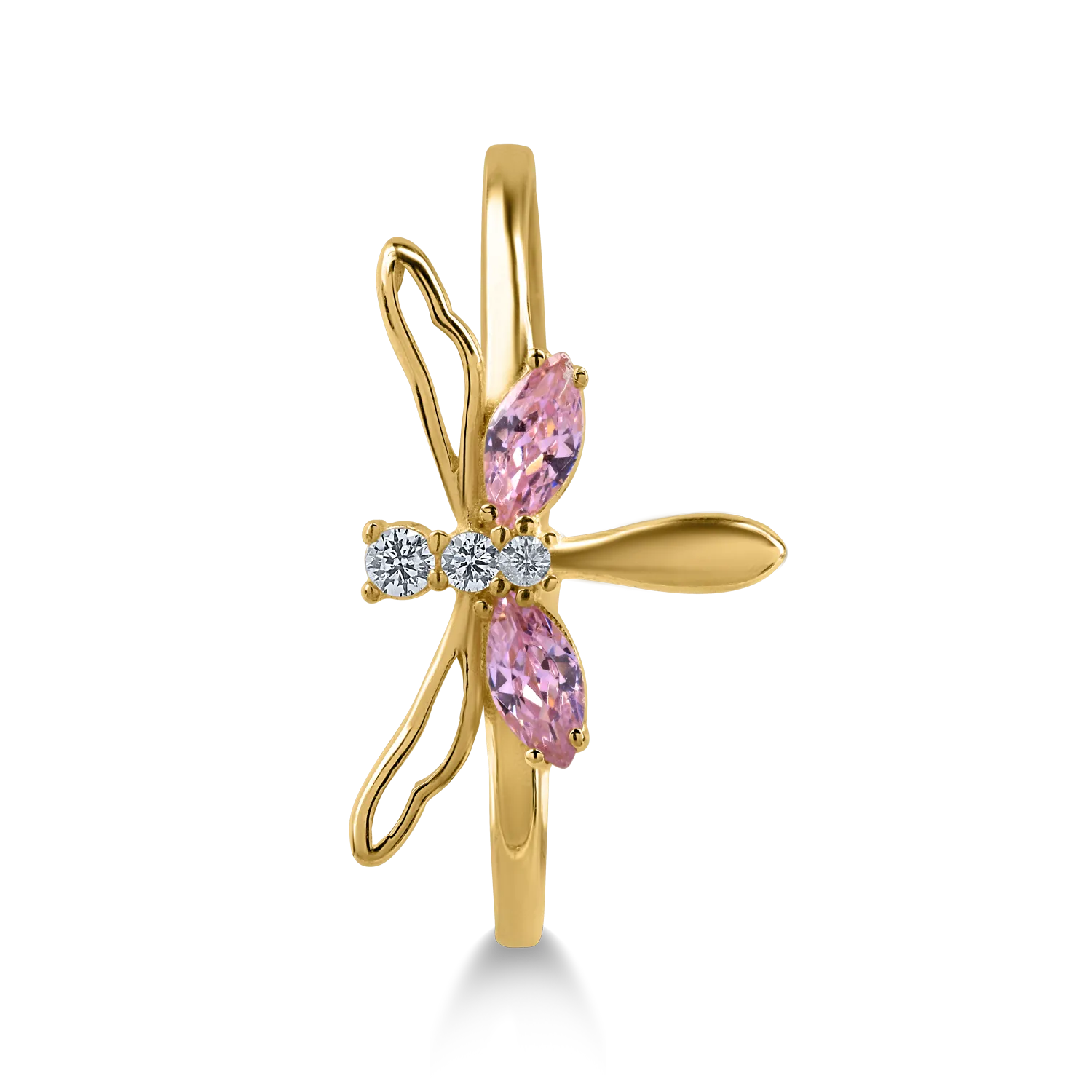 Yellow gold dragonfly ring