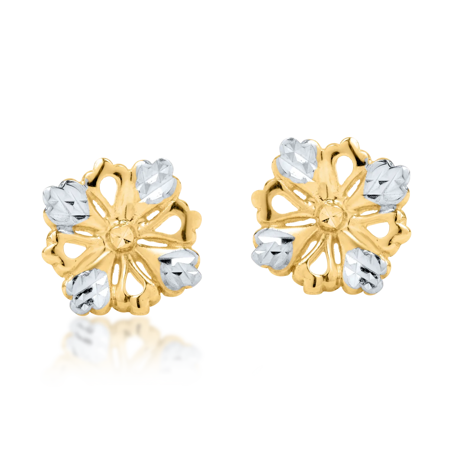 Kolczyki w kształcie kwiatków z żółto-białego złota